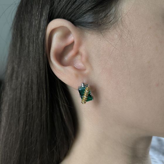 Серебряные серьги с изумрудом nano 5.963ct