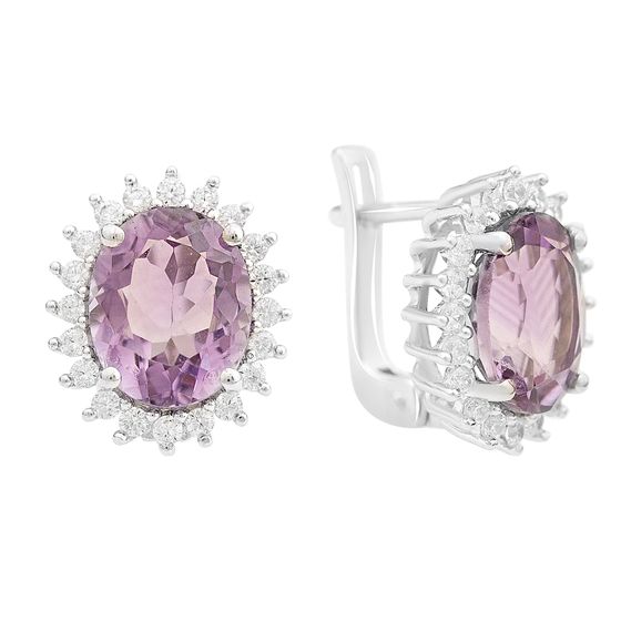 Серебряные серьги с аметистом