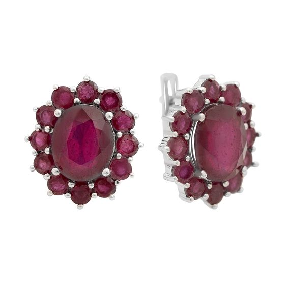 Серебряные серьги с рубином 5.538ct