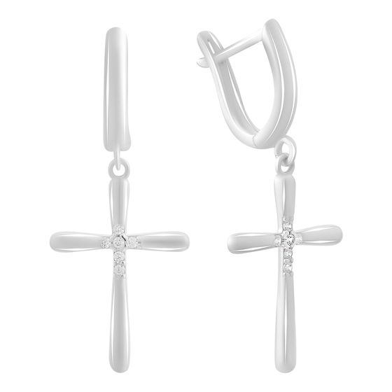 Золотые серьги с фианитами 0.12ct