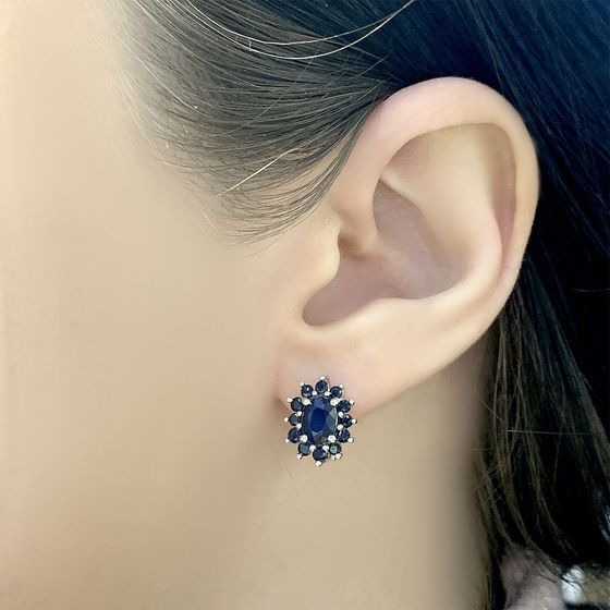 Серебряные серьги с сапфиром 3.138ct
