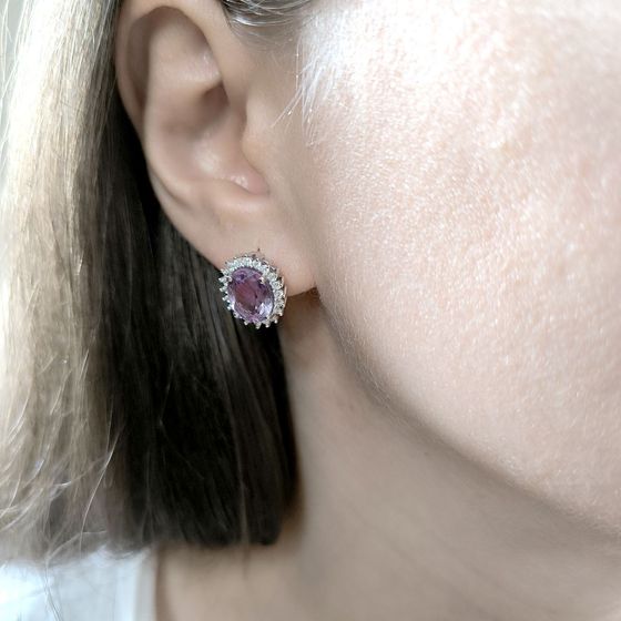Серебряные серьги с аметистом