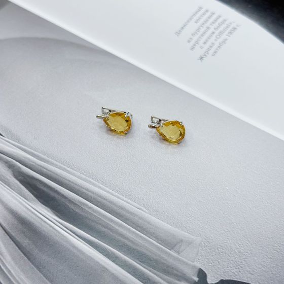 Серебряные серьги с цитрином nano 6.773ct