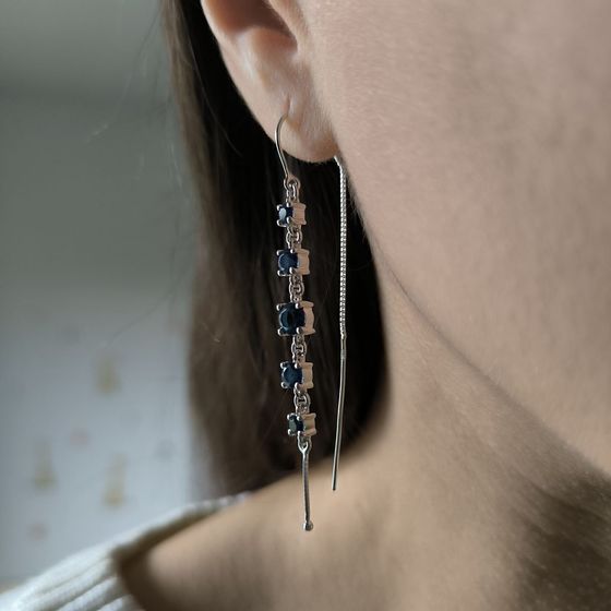 Серебряные серьги с сапфиром nano 1.887ct