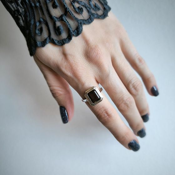 Серебряное кольцо с раухтопазом (дымчатым кварцем) 2.842ct