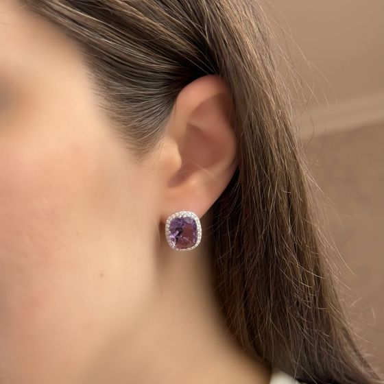 Серебряные серьги с аметистом 10.782ct