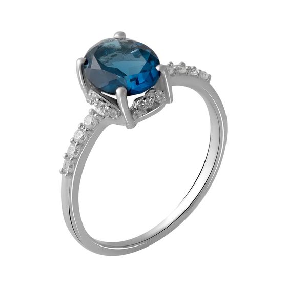 Серебряное кольцо с топазом Лондон Блю 2.01ct