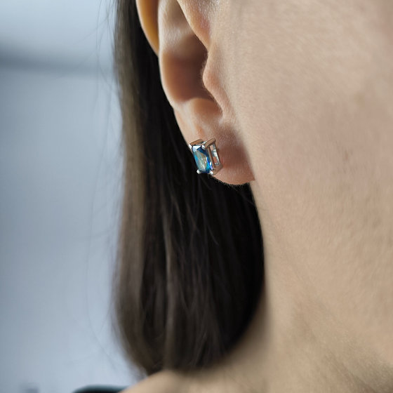 Серебряные серьги с мистик топазом 1.292ct