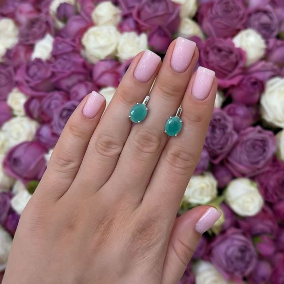 Серебряные серьги с изумрудом 5.55ct