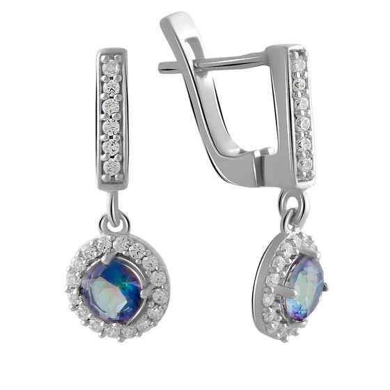 Серебряные серьги с мистик топазом 1.23ct