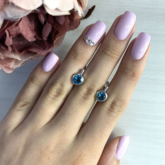 Серебряные серьги с топазом Лондон Блю 1.267ct