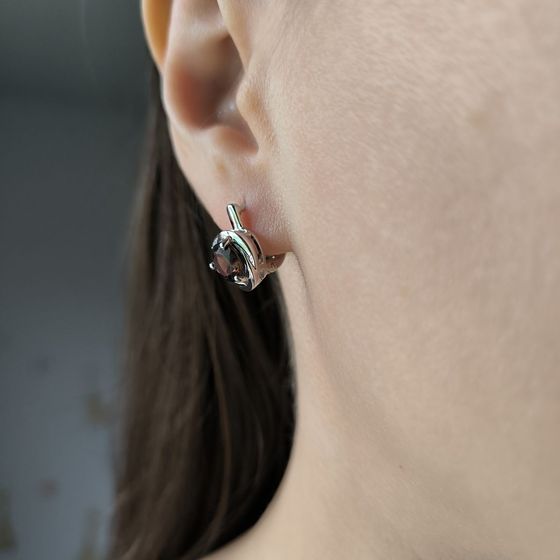 Серебряные серьги с раухтопазом (дымчатым кварцем) 2.472ct, фианитами