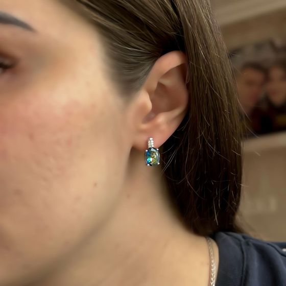 Серебряные серьги с мистик топазом 3.817ct