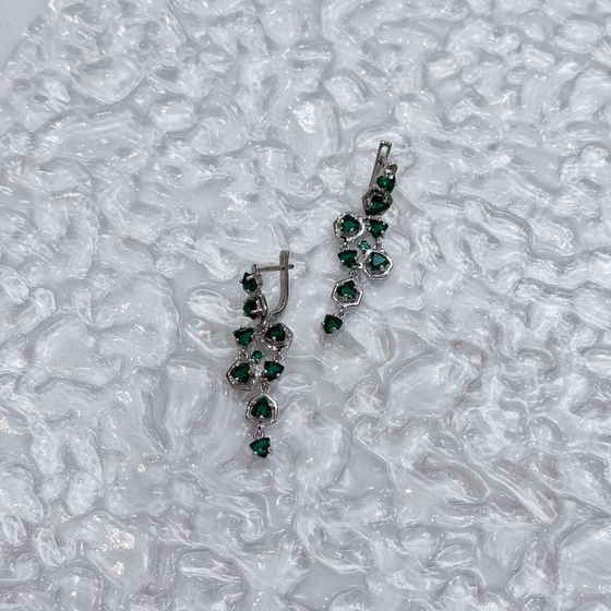 Серебряные серьги с изумрудом nano 3.452ct