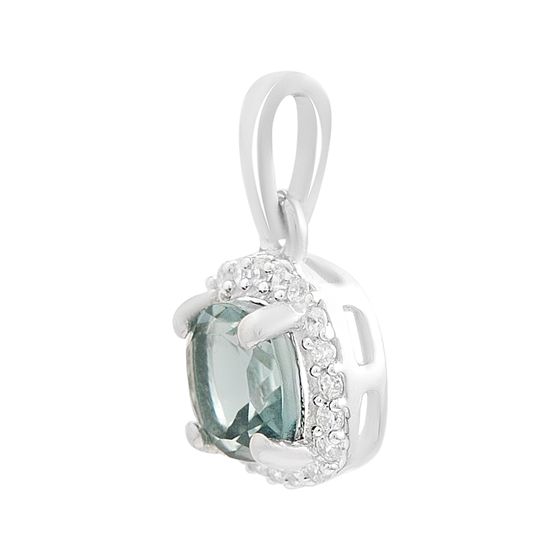 Серебряная подвеска с топазом Лондон Блю 1.062ct, фианитами