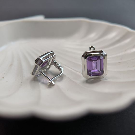 Серебряные серьги с александритом 7.658ct