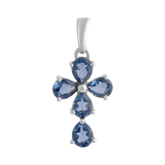 Серебряный крестик с танзанитом nano 1.408ct