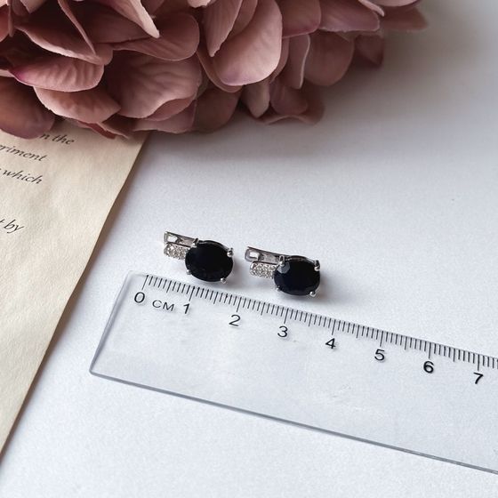 Серебряные серьги с сапфиром 6.57ct