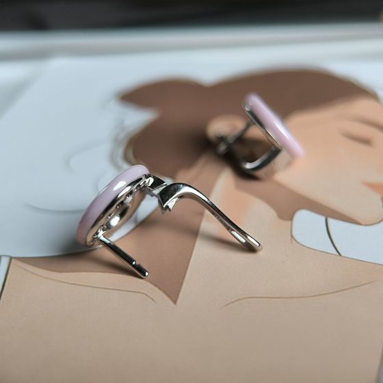 Серебряные серьги с керамикой, фианитами