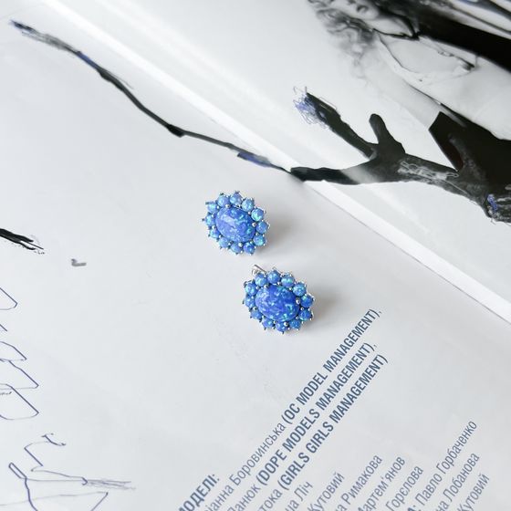 Серебряные серьги с опалом 3.848ct