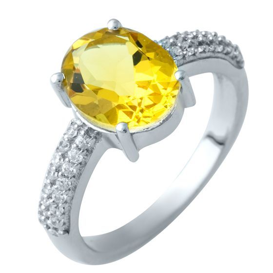 Серебряное кольцо с цитрином nano 2.758ct, фианитами