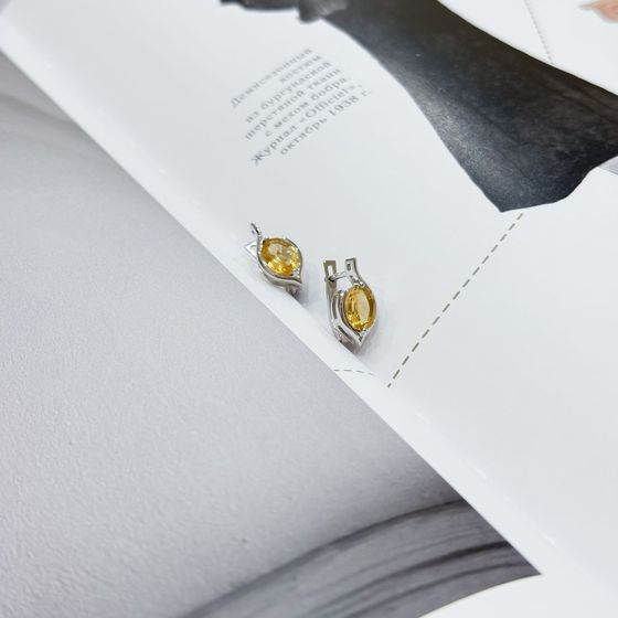 Серебряные серьги с цитрином nano 1.833ct