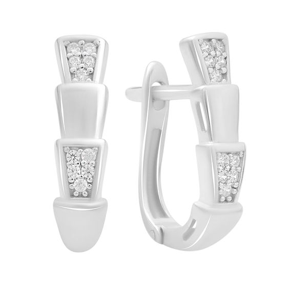 Серебряные серьги с фианитами 0.2ct