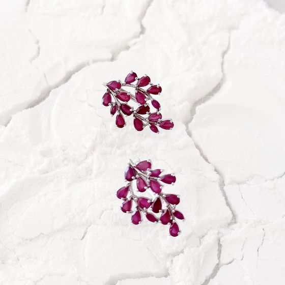 Серебряные серьги с рубином 7.925ct