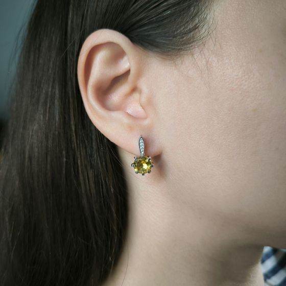 Серебряные серьги с цитрином nano 3.142ct