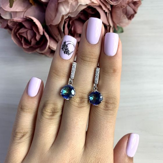 Серебряные серьги с мистик топазом 4.475ct