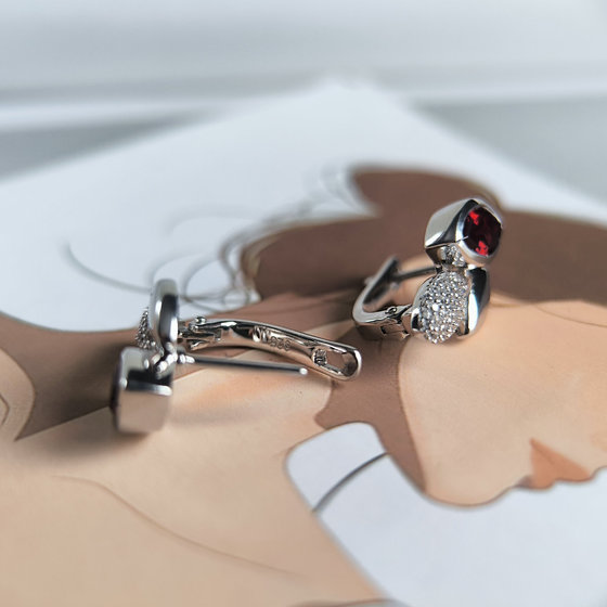 Серебряные серьги с гранатом nano 2.434ct