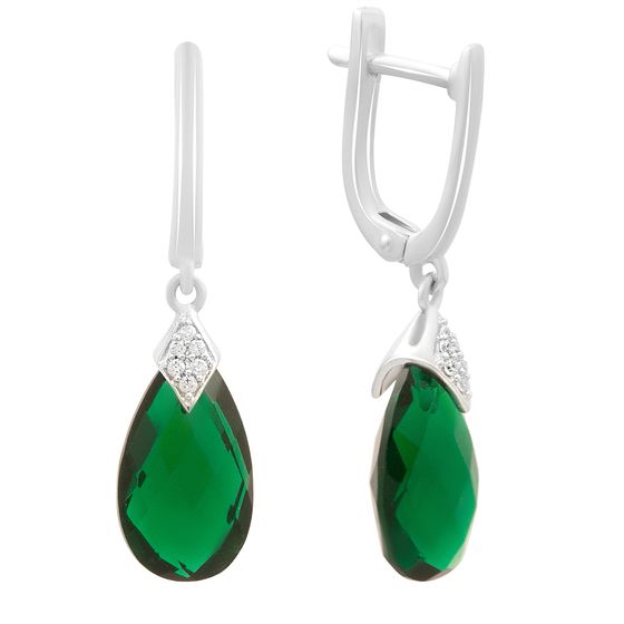 Серебряные серьги с изумрудом nano 8.965ct