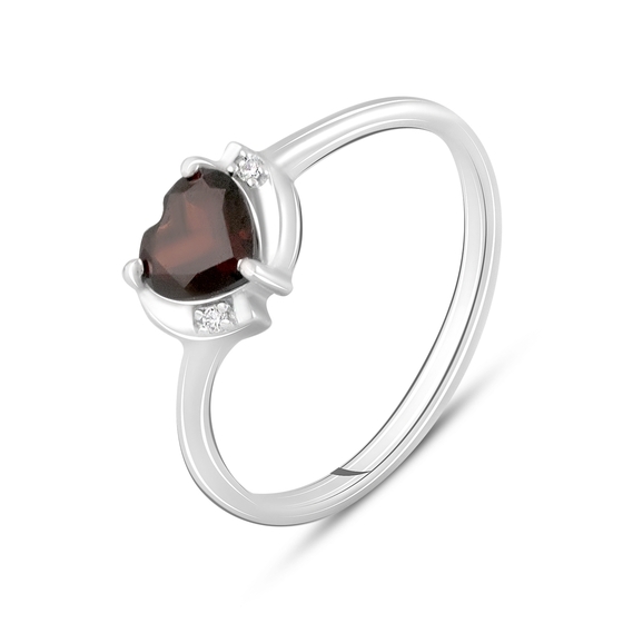 Серебряное кольцо с гранатом 0.995ct, топазом белым