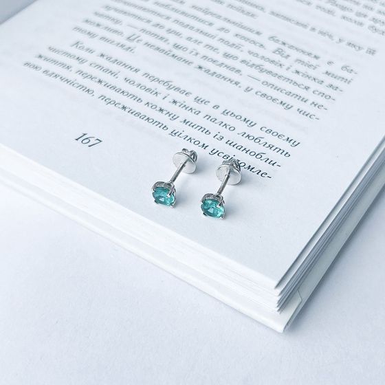 Серебряные серьги с аквамарином nano
