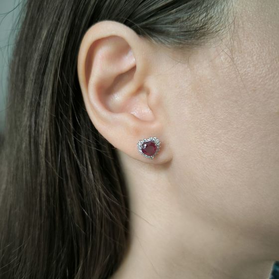 Серебряные серьги с рубином 2.867ct