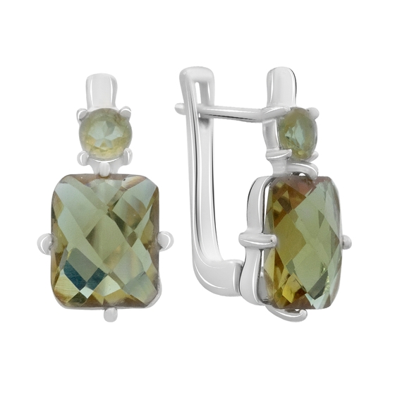 Серебряные серьги с султанитом 6.43ct