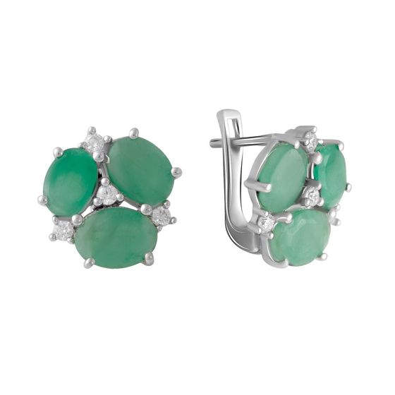 Серебряные серьги с изумрудом 6.474ct