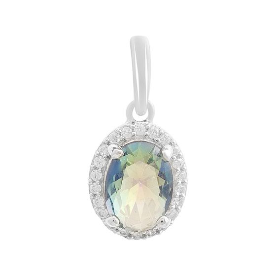 Серебряная подвеска с мистик топазом 1.098ct, фианитами