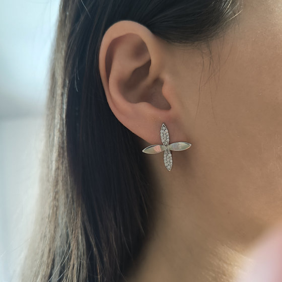Серебряные серьги с фианитами 0.52ct