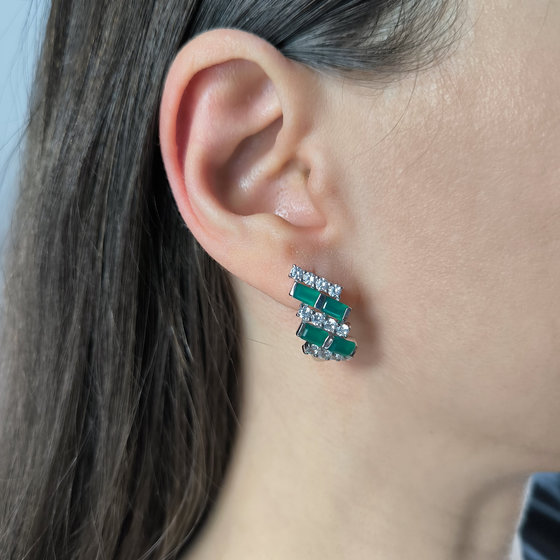 Серебряные серьги с агатом 5.288ct