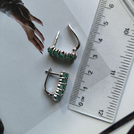 Серебряные серьги с изумрудом 3.628ct