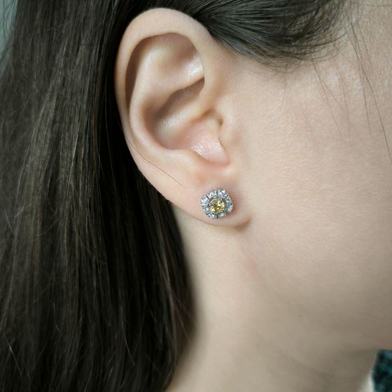 Серебряные серьги с цитрином nano 0.665ct