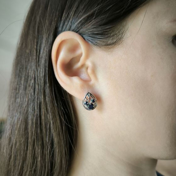 Серебряные серьги с сапфиром 2.238ct