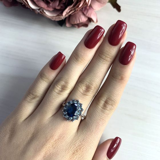 Серебряное кольцо с топазом Лондон Блю 3ct