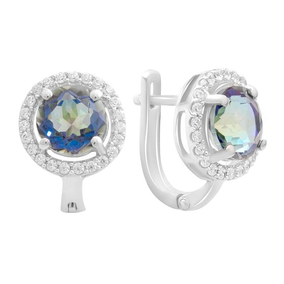 Серебряные серьги с мистик топазом 4.666ct