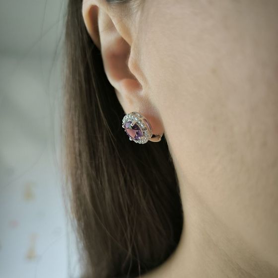 Серебряные серьги с аметистом 4.166ct