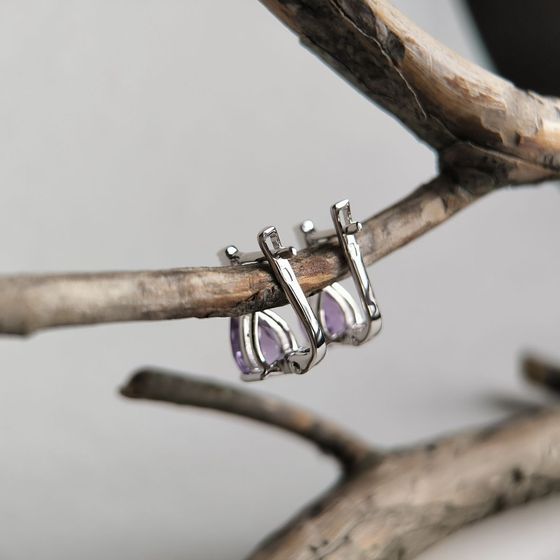 Серебряные серьги с аметистом 3.703ct