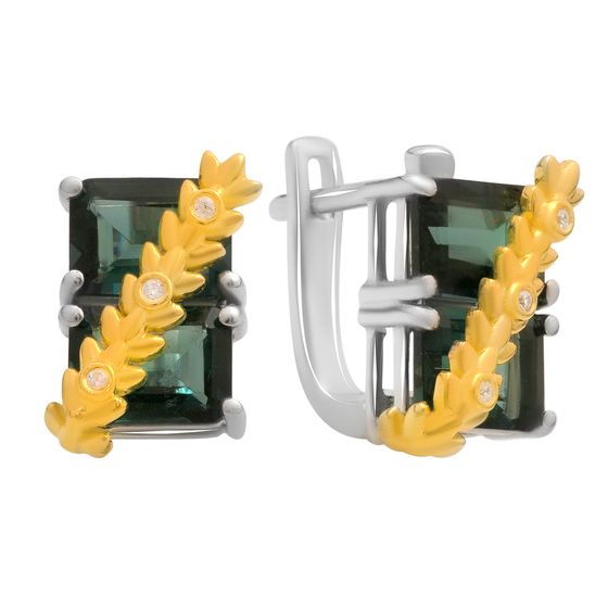 Серебряные серьги с топазом Лондон Блю 2.305ct