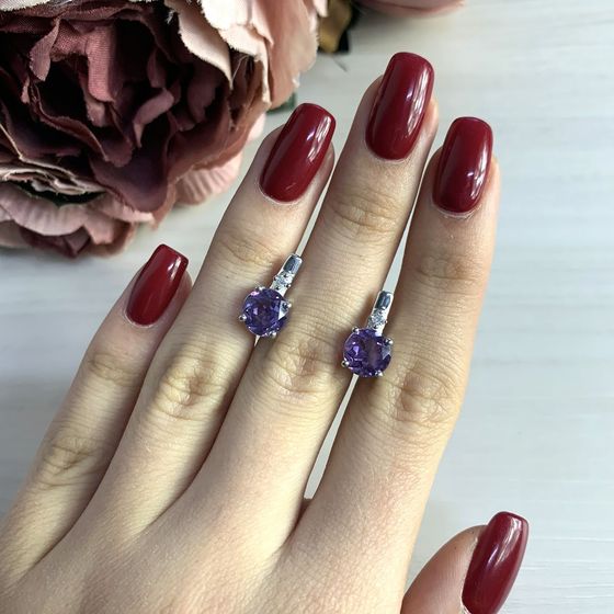 Серебряные серьги с александритом 5.828ct