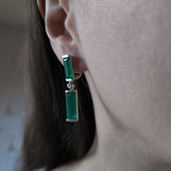 Серебряные серьги с агатом 10.042ct